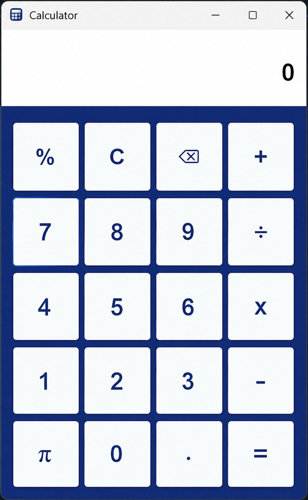 Calculator GUI screenshot