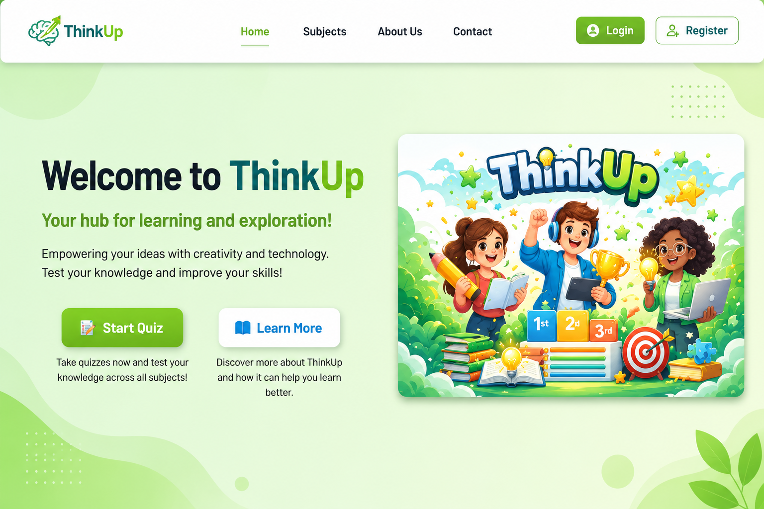 Think Up homepage screenshot